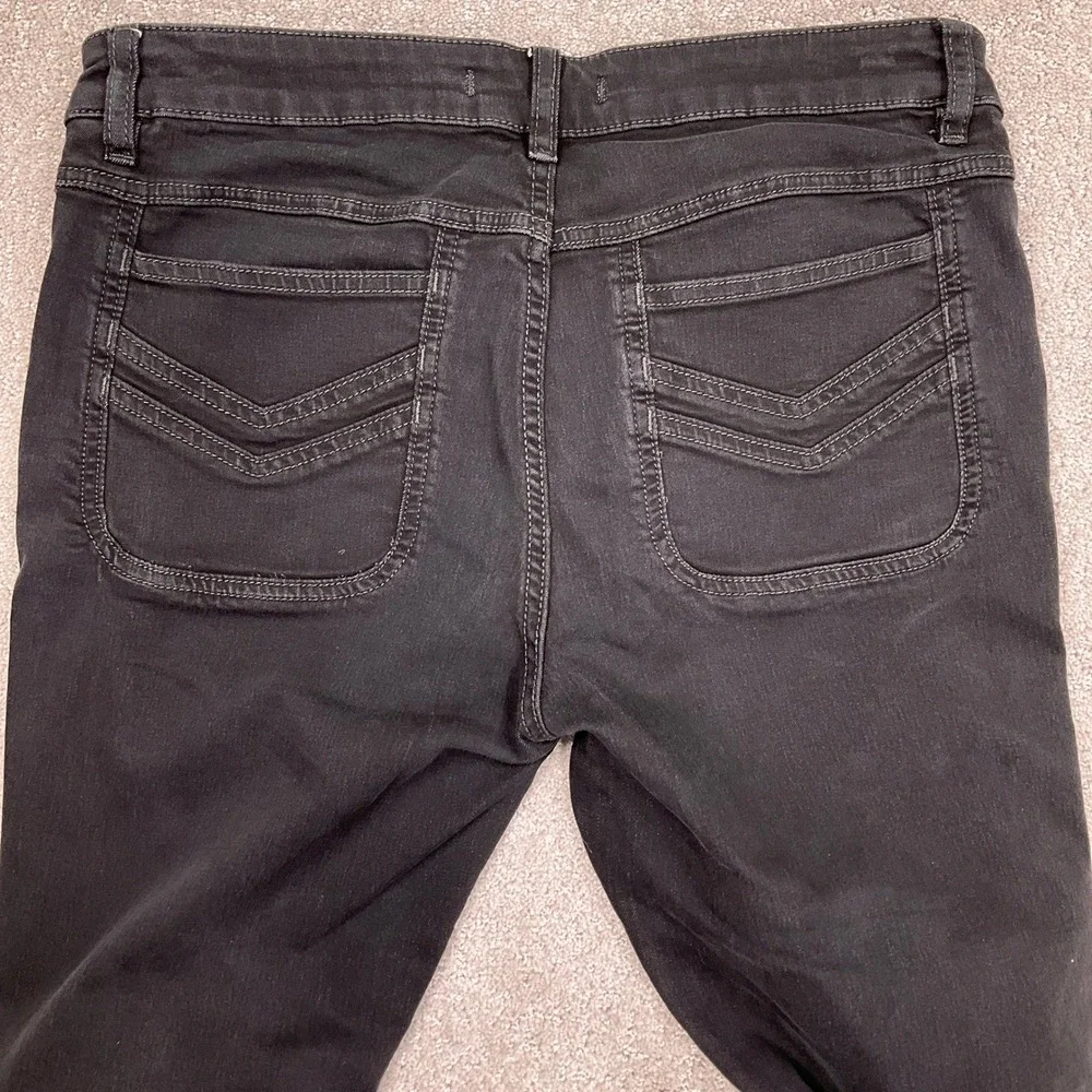 Free People Jeans‎ Women 32W 31.5L Black Flare Chevron Stitch 70s Penny Lane VTG - Picture 10 of 12